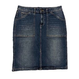 Garnet Hill Denim Pencil Skirt Womens Siz 8 Jean Skirt Stretch 90s Boho Classic